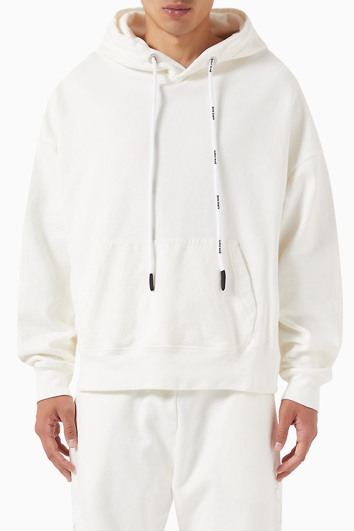 

Logo Patch Vintage Hoodie in Cotton, White