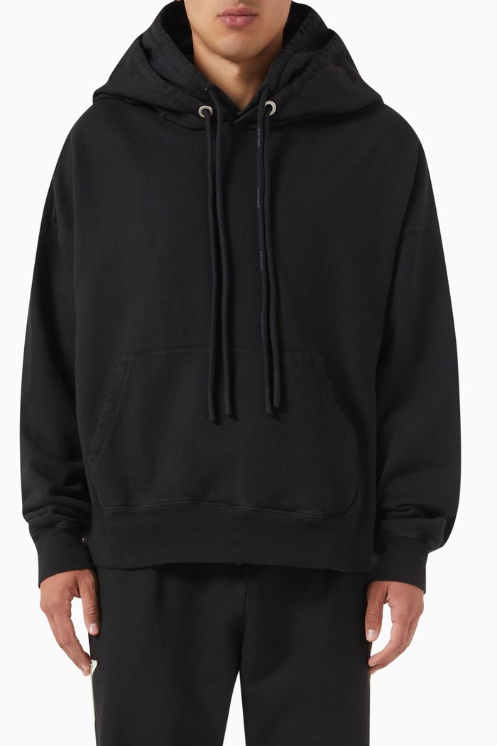

Patched Stars Hoodie in Cotton, Black