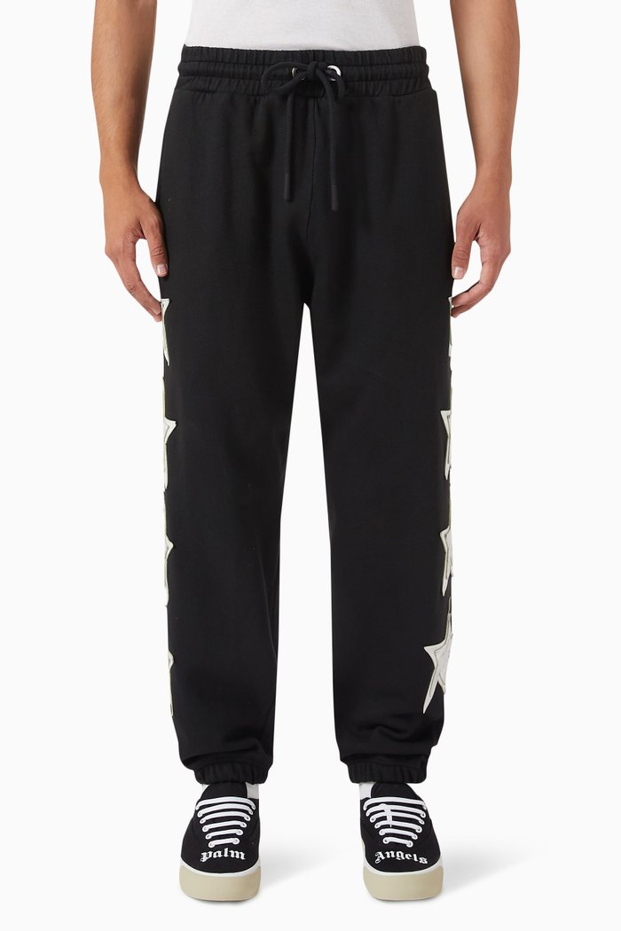 

Patched Stars Sweatpants in Cotton, Black