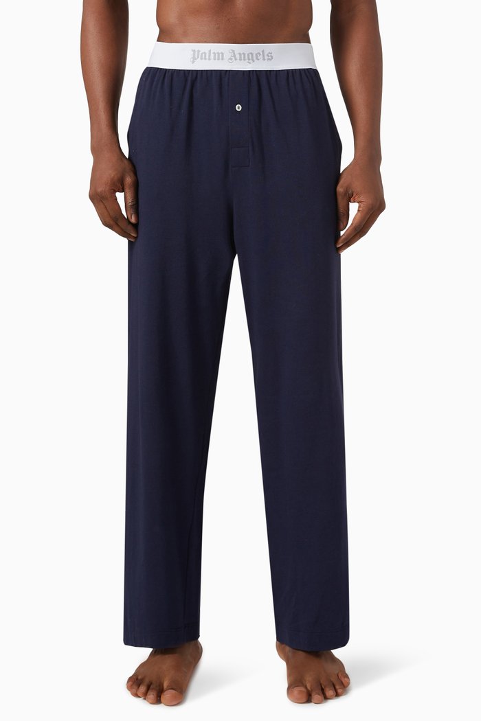 

Logo Pyjama Pants in Cotton, Blue