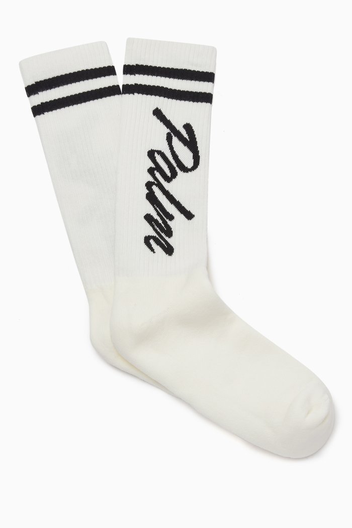 

Logo Stripes Socks in Cotton, White
