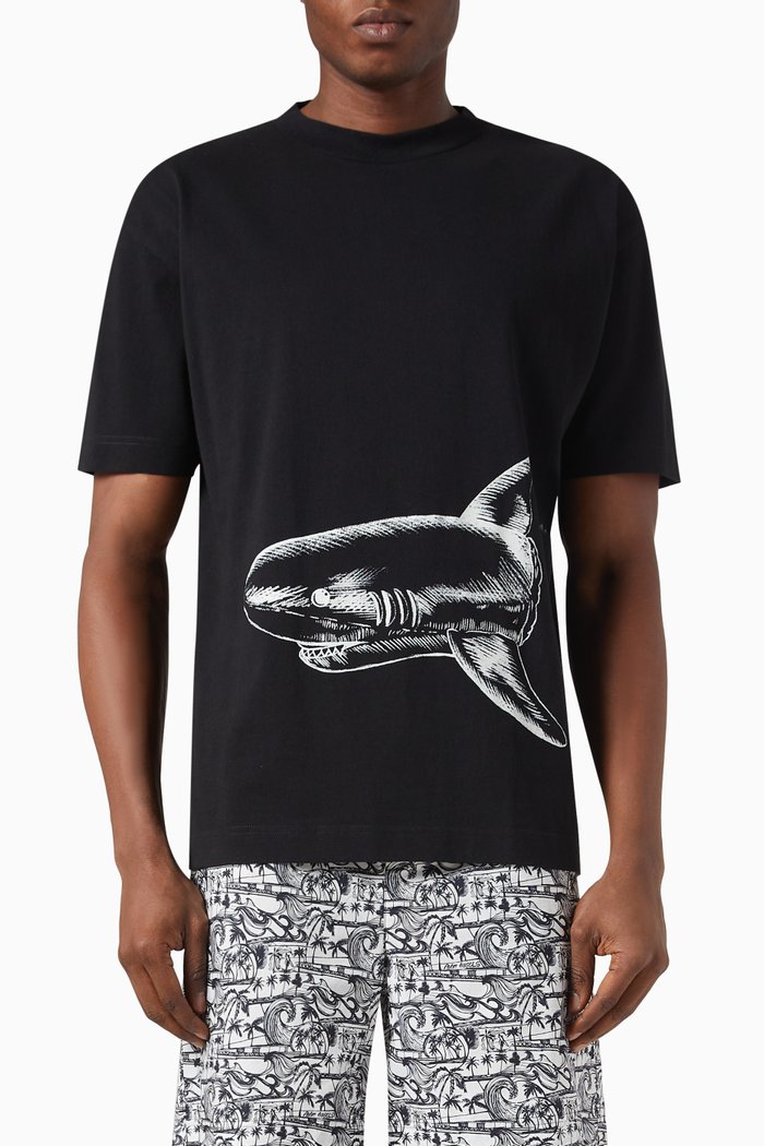 Broken Shark T-shirt in Cotton Jersey, Black