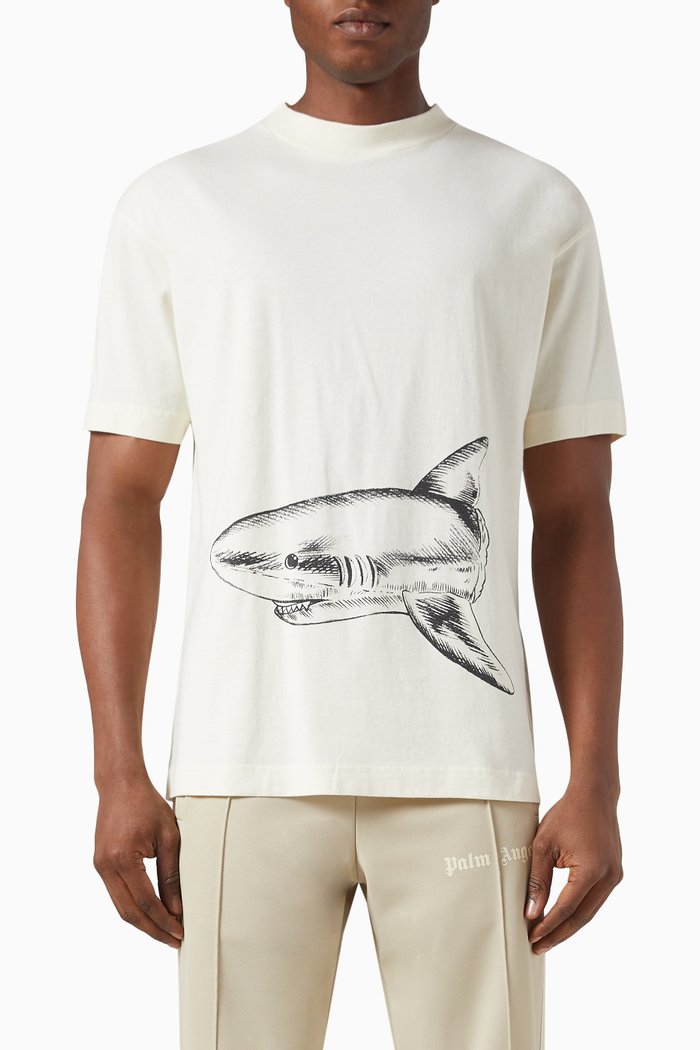 Broken Shark T-shirt in Cotton Jersey, Neutral