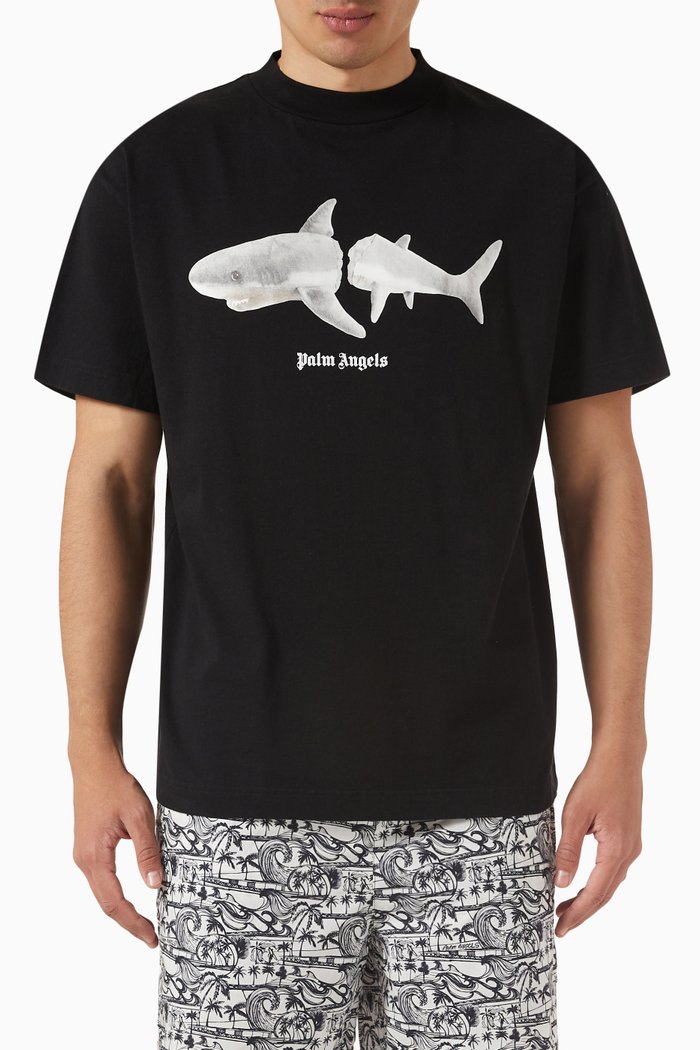 

Broken Shark T-shirt in Cotton Jersey, Black
