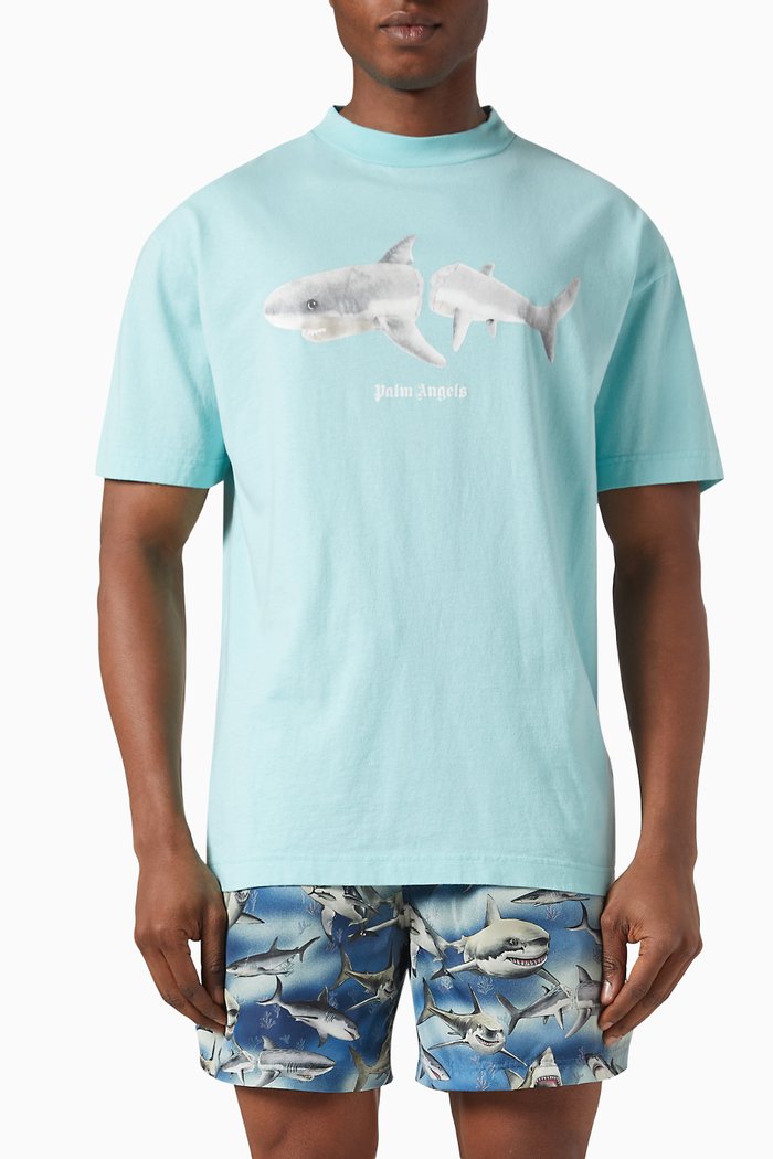 Broken Shark T-shirt in Cotton Jersey, Blue