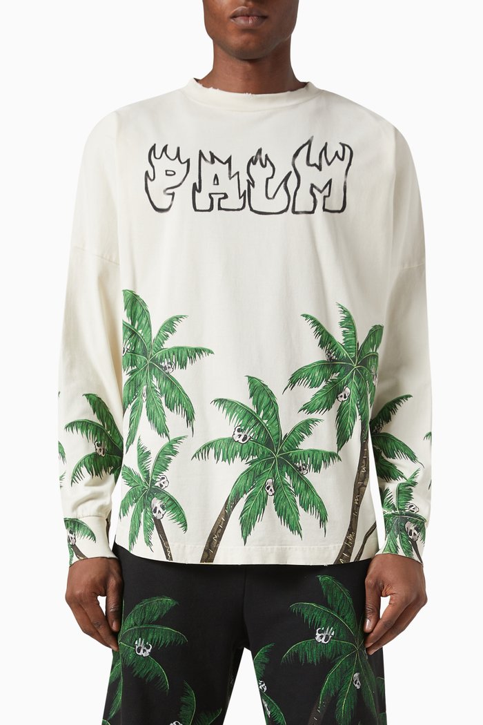 

Skull Vintage Long Sleeve T-shirt in Cotton Jersey, White