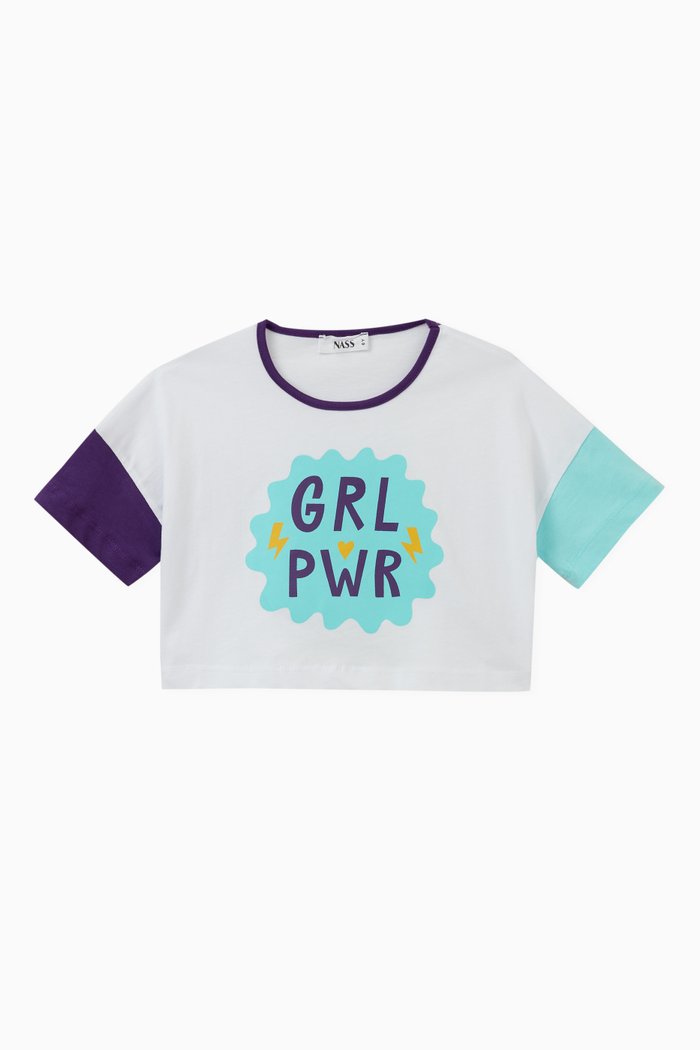 

Slogan Cropped T-shirt in Cotton, White