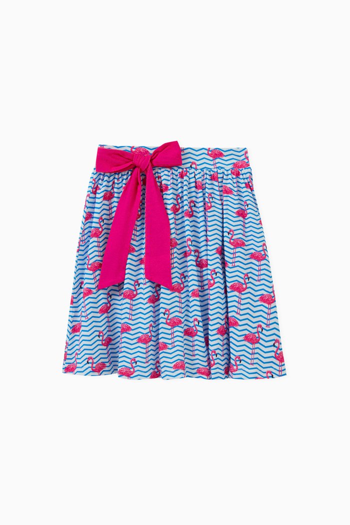 

Flamingo Bow Skirt in Cotton, Multicolour