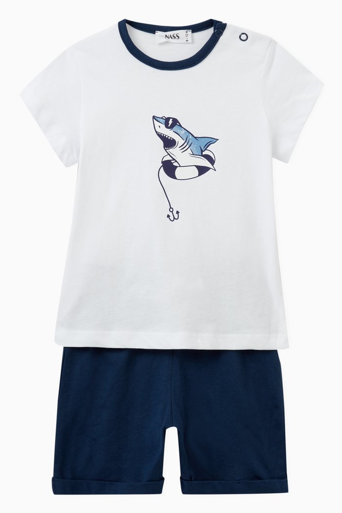 

Shark T-shirt & Shorts Set in Cotton, Black