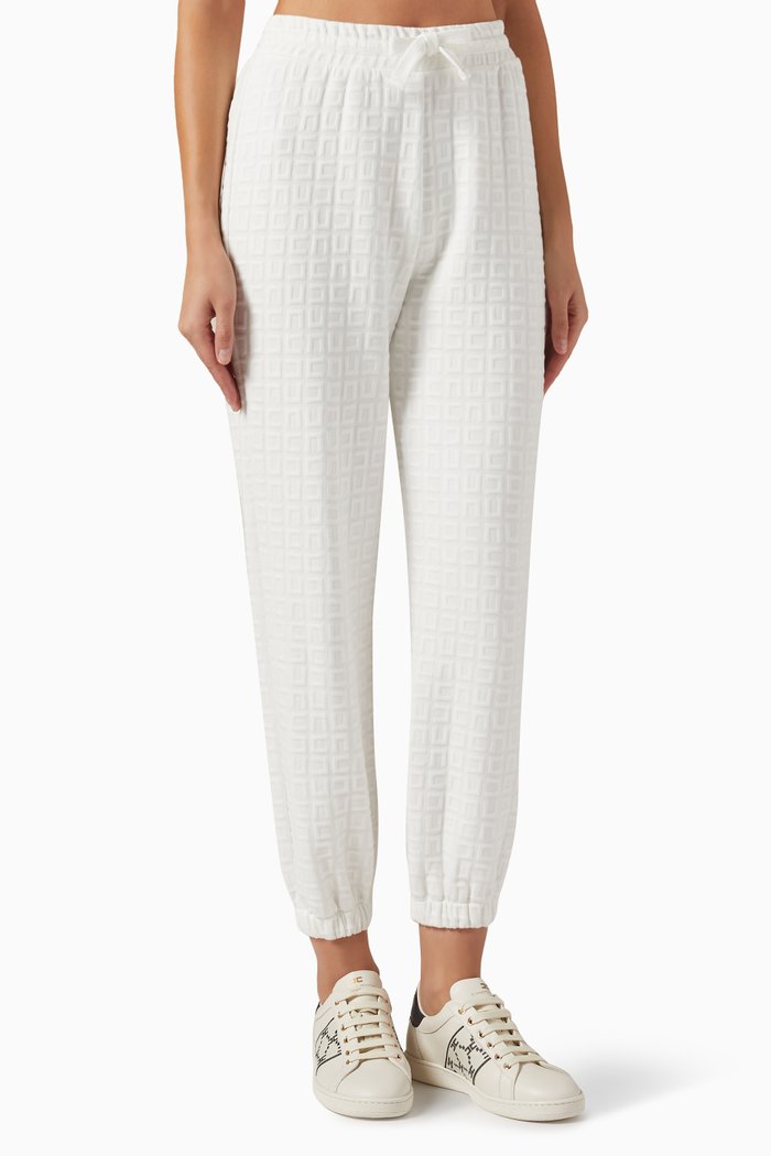 

Logo Textured Sweatpants in Fleece, White