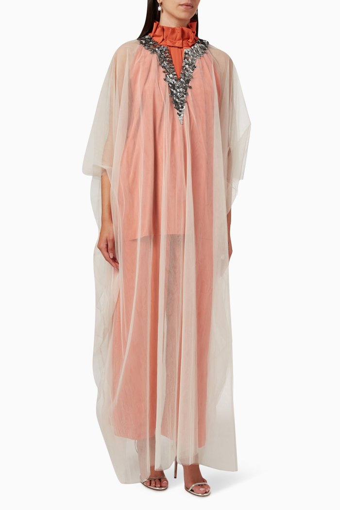 

Tulle Kaftan with Top & Pant Set, Orange