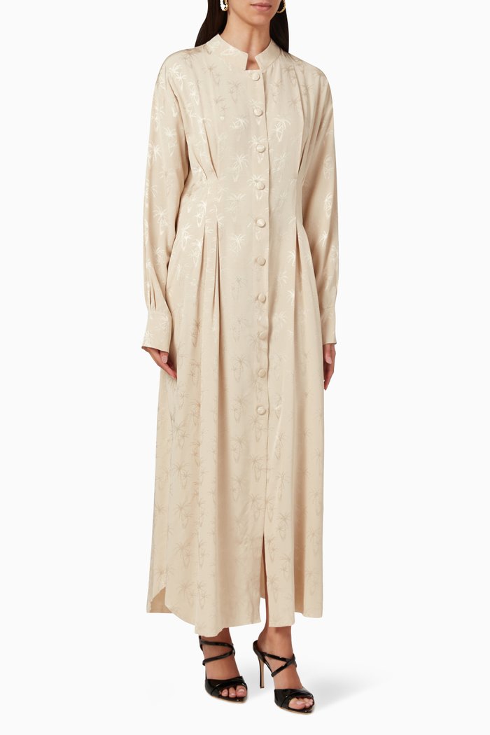 

Dawn Palm Tree Maxi Shirt Dress, Neutral