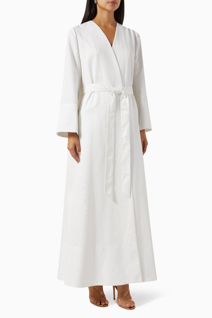 

Belted Abaya in French Murray, White