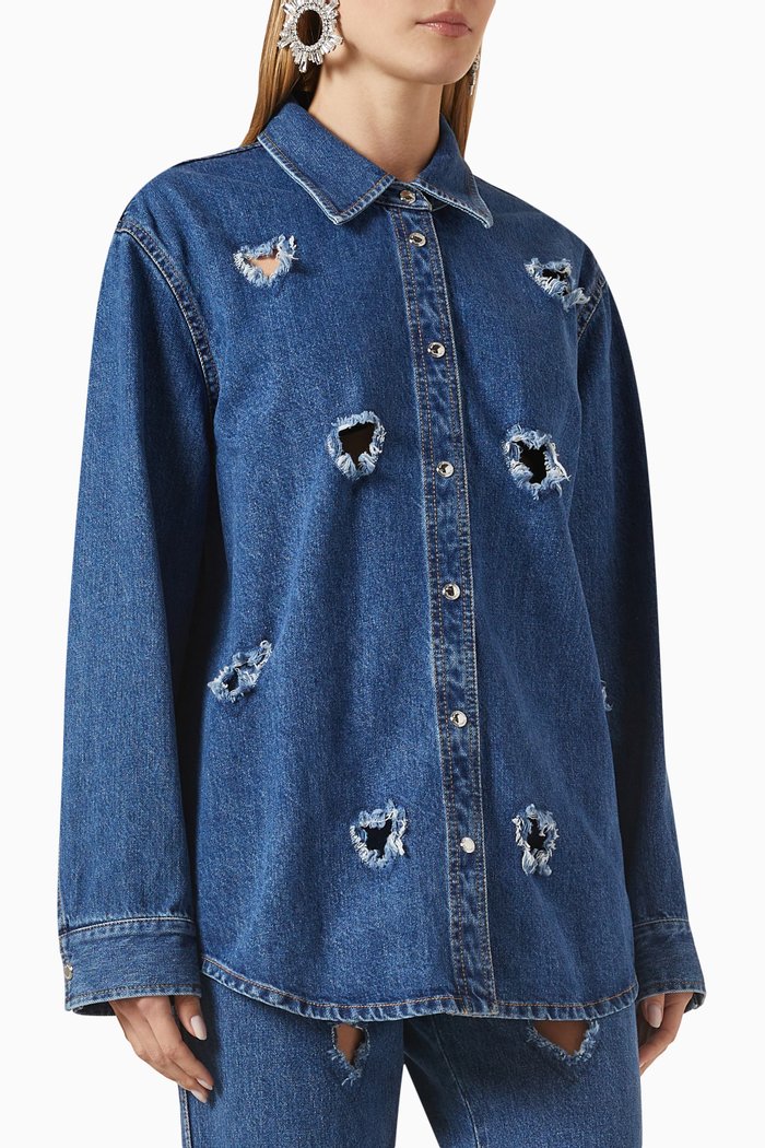 Hearts Cut-out shirt in Denim, Blue