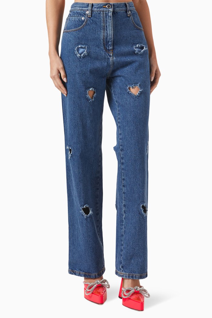 

Hearts Cut-out Jeans in Denim, Blue