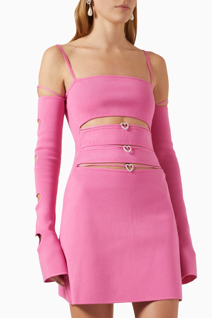 

Devon Cut-out Embellished Mini Dress in Viscose-blend Knit, Pink