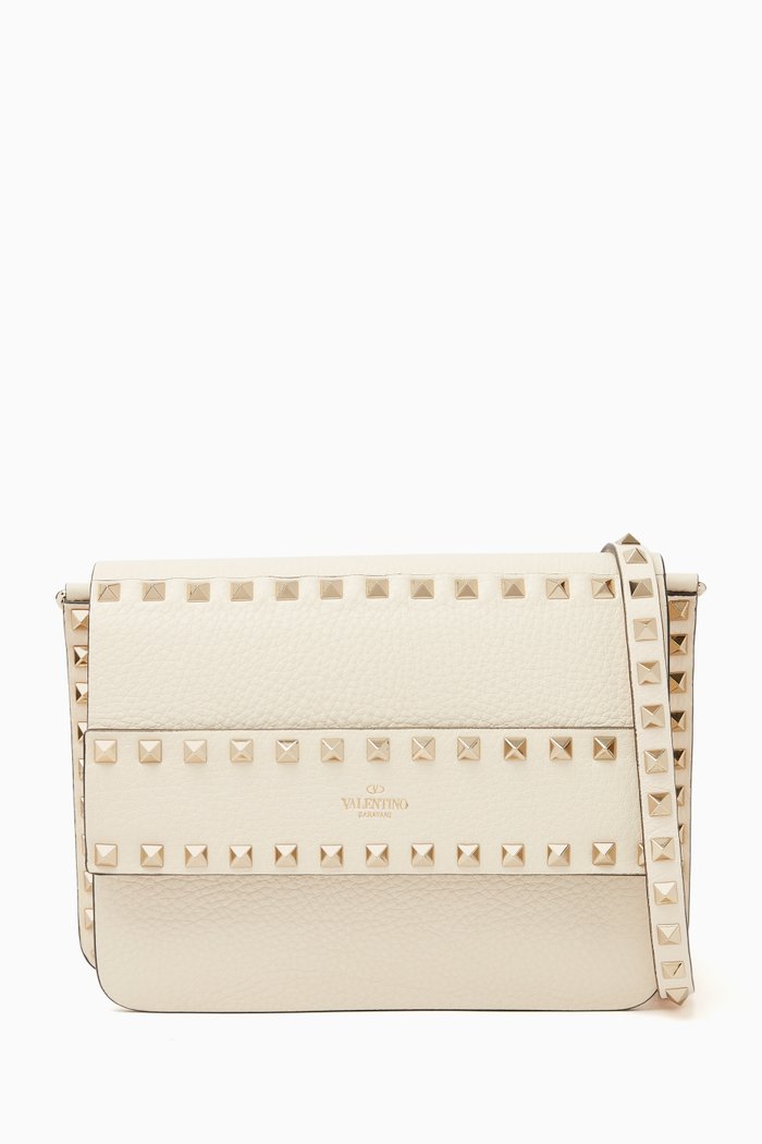 

Valentino Garavani Small Rockstud Crossbody Bag in Grainy Leather, White
