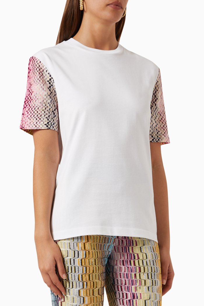 

Knitted Short-sleeve T-shirt in Jersey, White