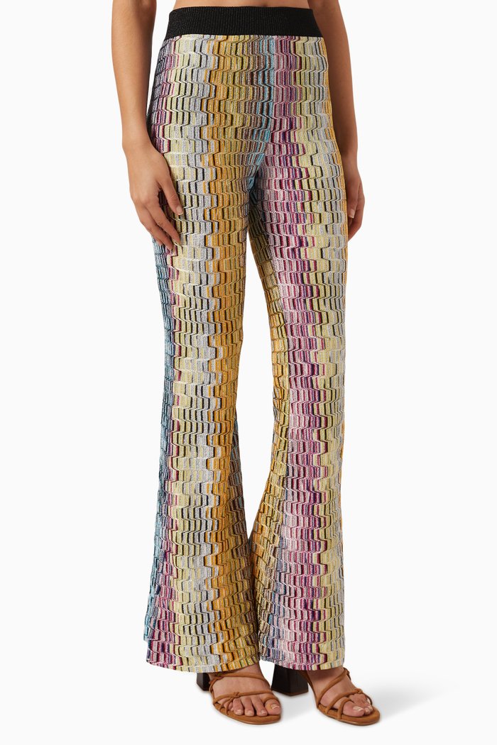 

Flared-leg Pants in Viscose-blend Knit, Multicolour