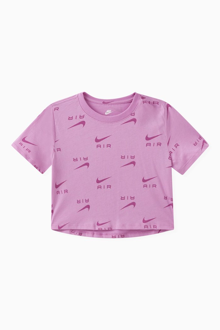 Cropped Logo Print T-shirt in Cotton, Purple