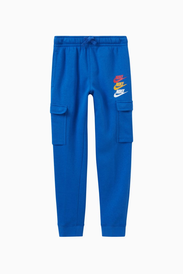 

Logo Print Cargo Pants in Cotton-fleece Blend, Blue