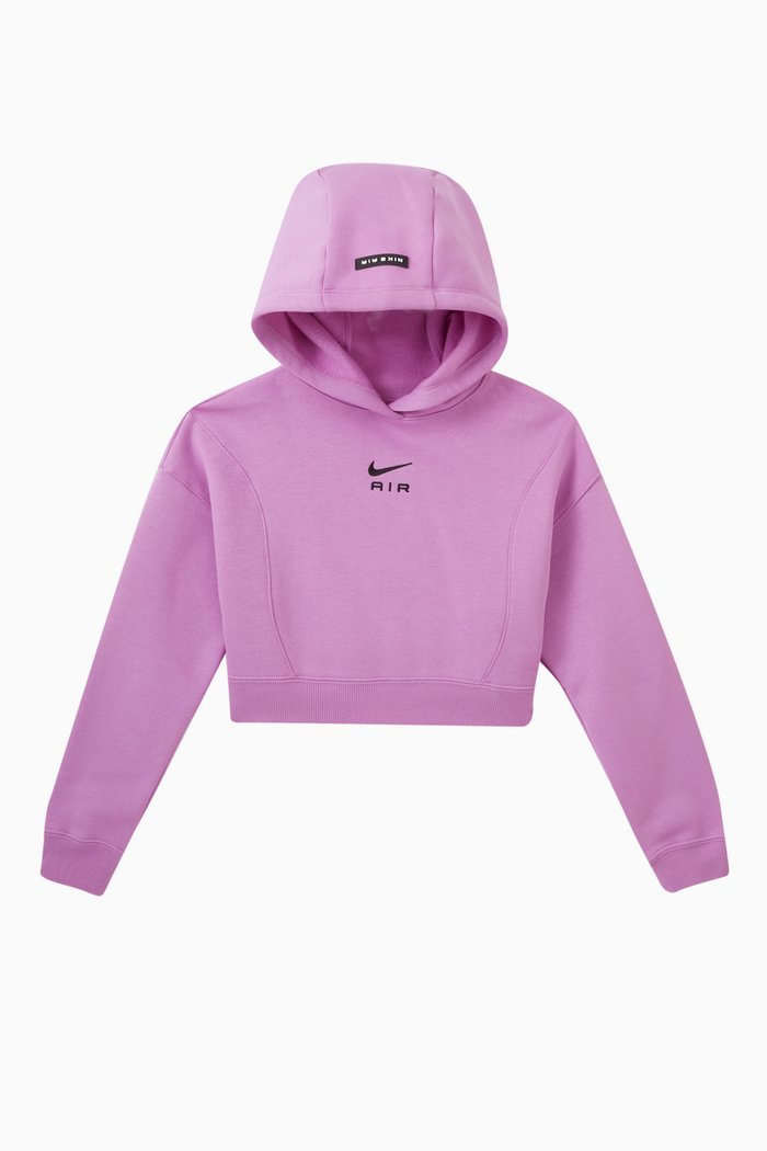 

Logo Cropped Hoodie in French Terry, Purple