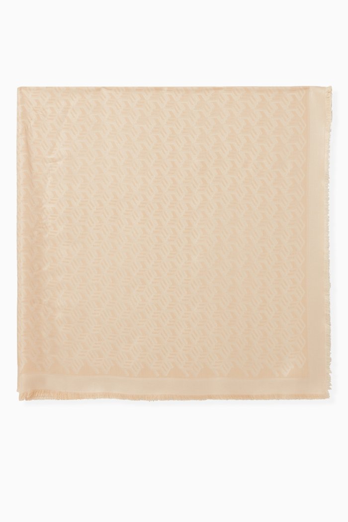 

Cubic Monogram Shawl in Jacquard Silk, Neutral