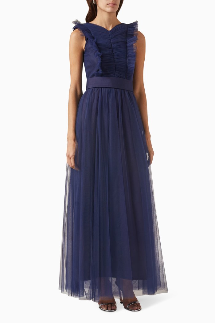 

Frilled Gown in Tulle, Blue