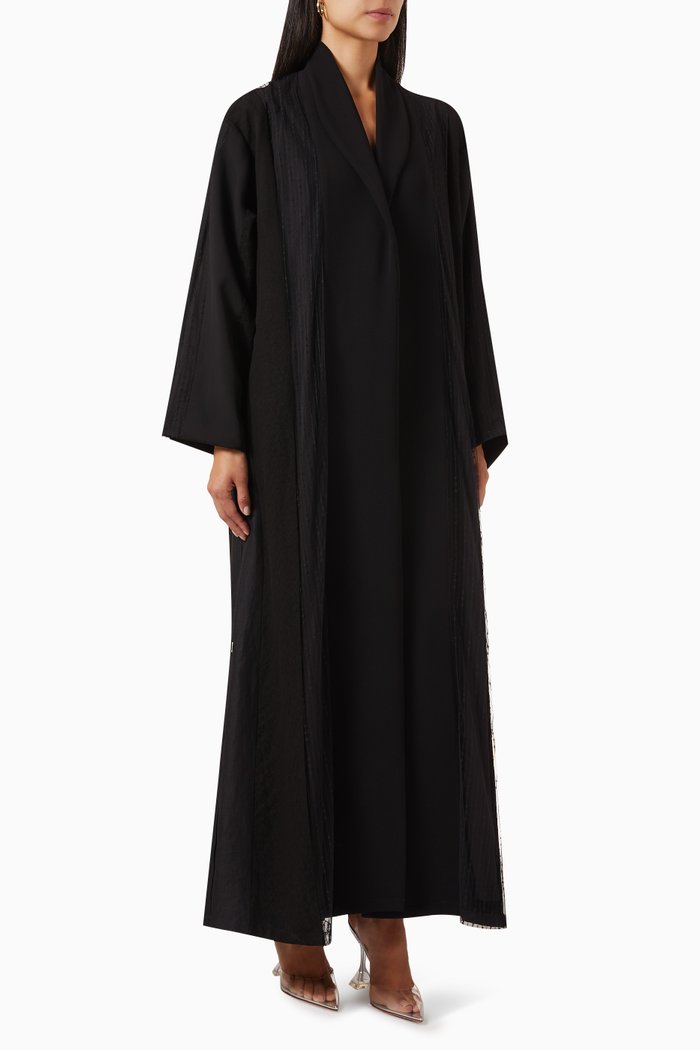

Sheer Paneled Abaya, Black