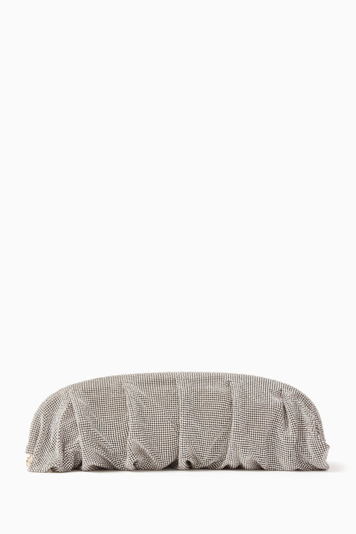 Venus La Couchee Clutch in Crystal Mesh, Silver