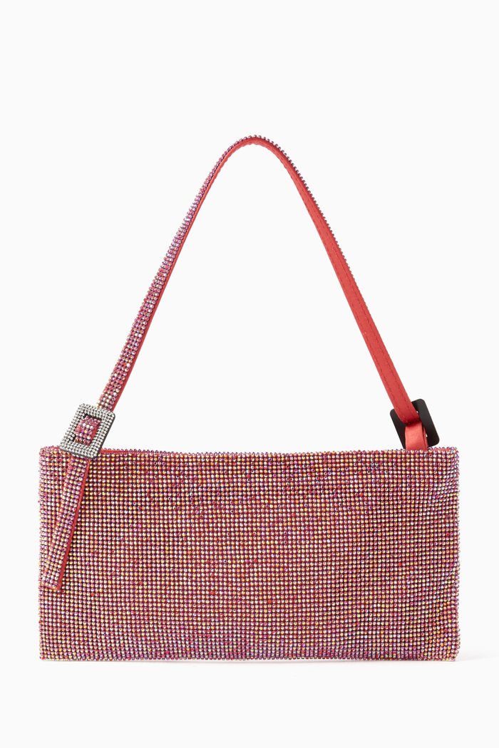 

Medium Your Best Frint La Grande Shoulder Bag in Rhinestone Crystal Mesh, Pink