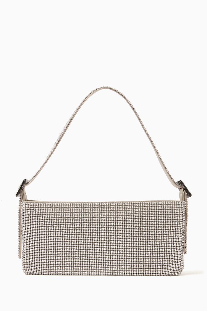 

Medium Your Best Frint La Grande Shoulder Bag in Rhinestone Crystal Mesh, Grey