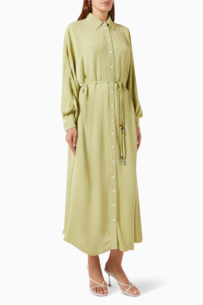 Reciprocate Maxi Shirt Dress, Green