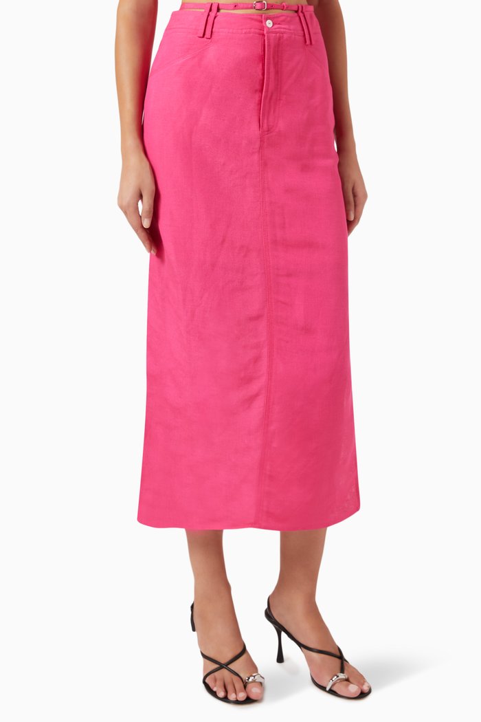 

Horizon Belted Midi Skirt, Pink