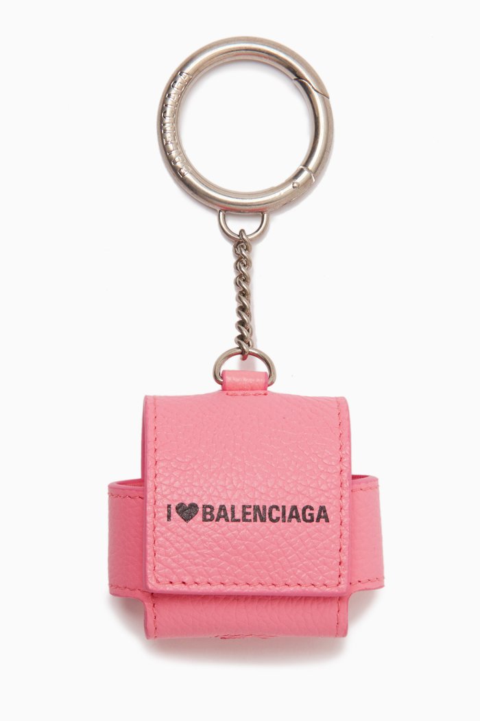 

Cash EarPods Holder in Grained Leather, Pink