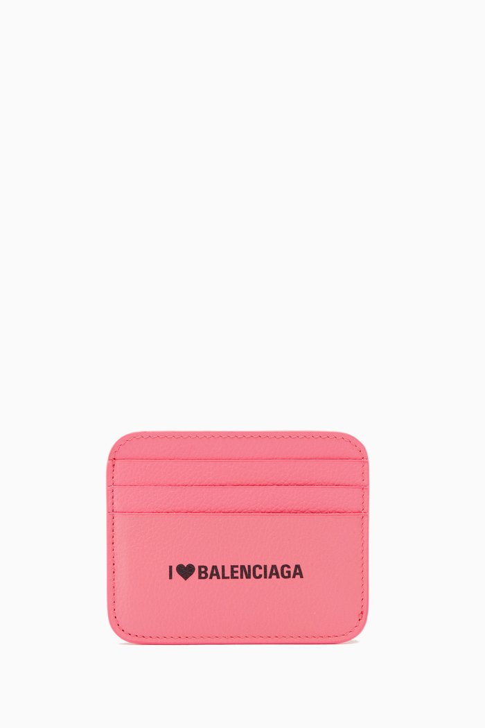 

Cash Card Holder in Grained Calfskin, Pink