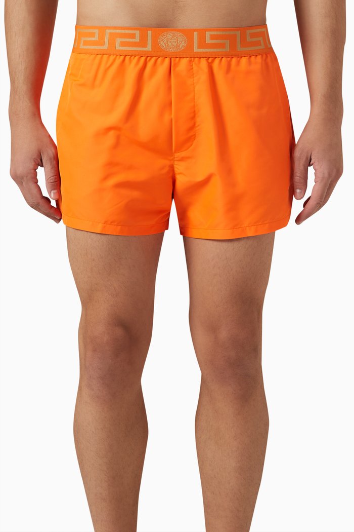 

Greca Border Swim Shorts in Nylon, Orange