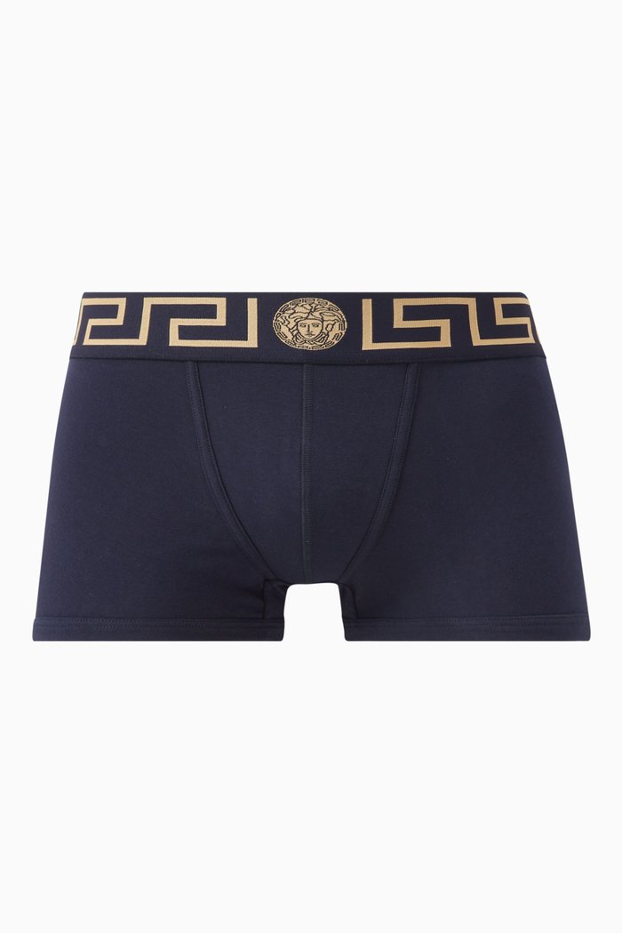 

Greca Border Trunks in Cotton, Blue