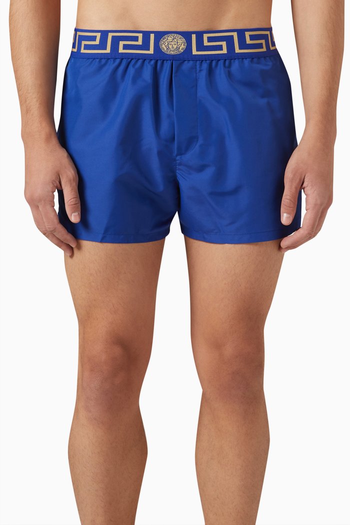

Greca Border Swim Shorts in Nylon, Blue
