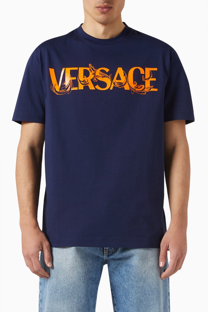 Logo T-shirt in Cotton Jersey, Blue