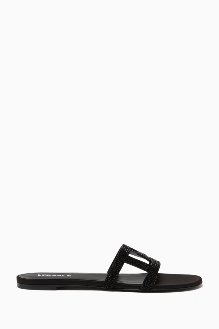 

Greca Maze Sandals in Silk, Black