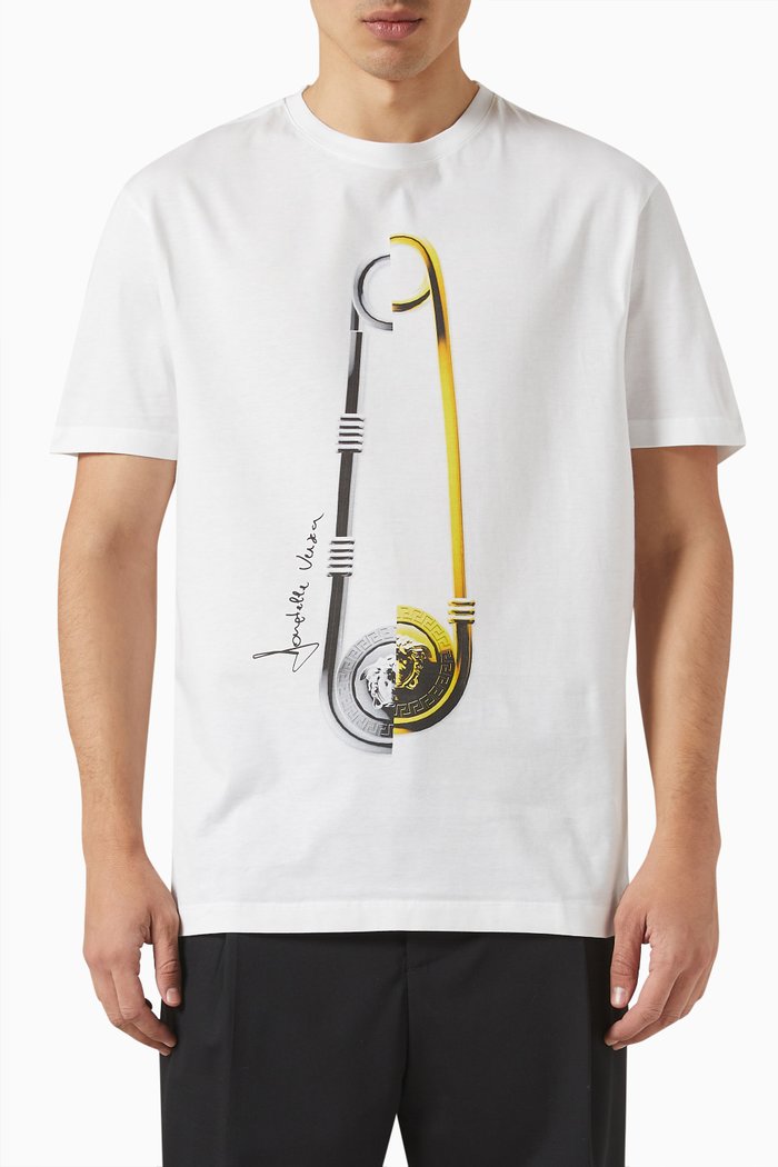 

Safety Pin T-shirt in Cotton Jersey, White