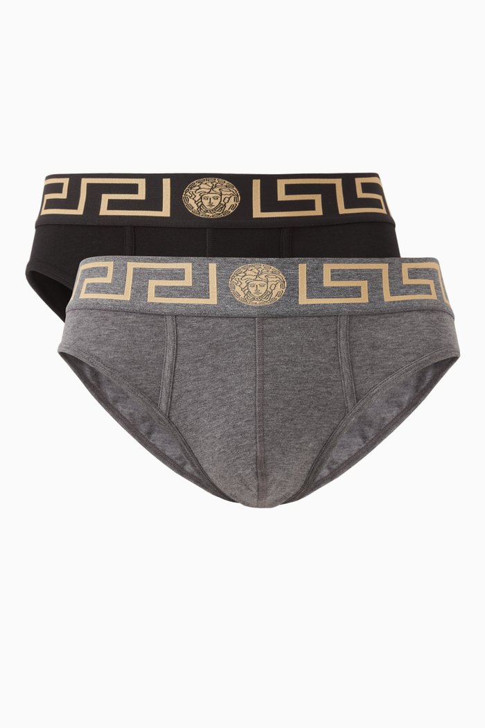 

Greca Border Briefs in Cotton, Set of 2, Multicolour
