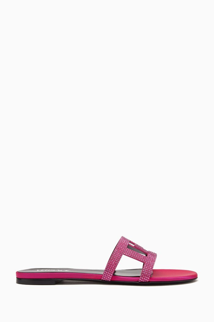 

Maze Crystal Sandals in Silk, Pink