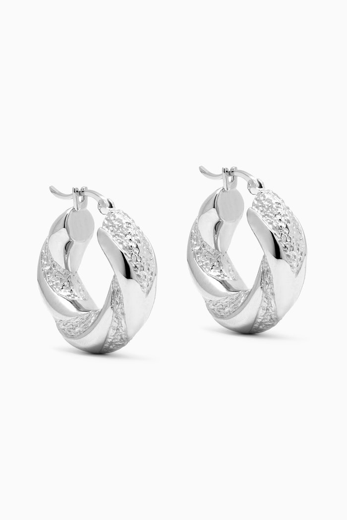 

Chunky Twisted Hoop Earrings in Silver-plated Brass