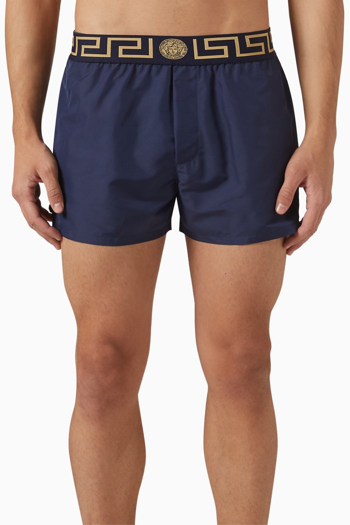 

Greca Border Swim Shorts in Nylon, Blue