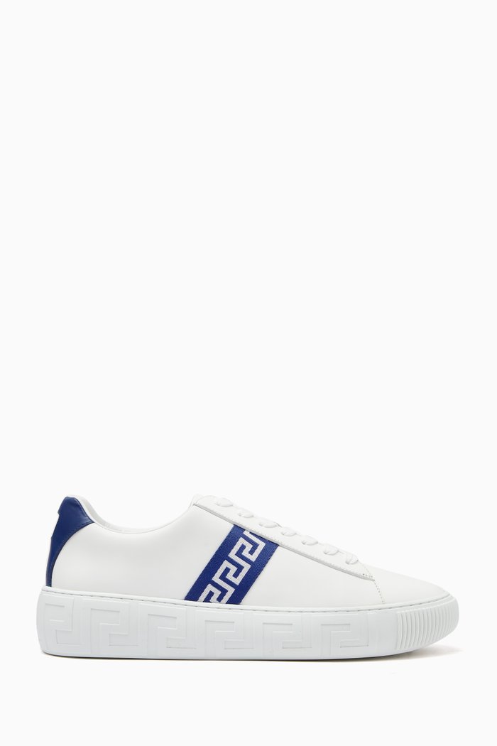 

Greca Sneakers in Calf Leather, Blue