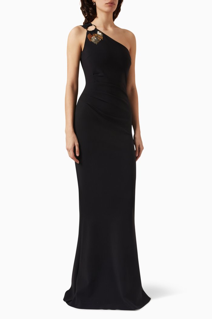 

Sabrina One-shoulder Maxi Dress, Black