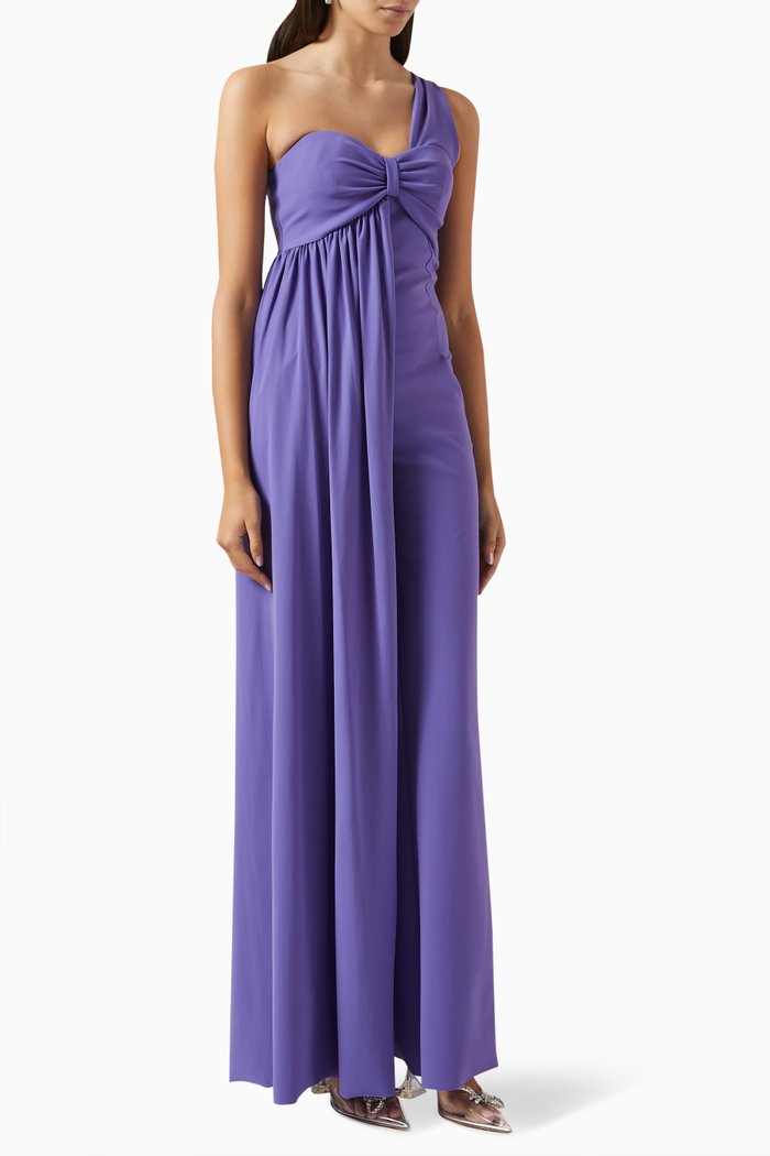 

Tristana One-shoulder Jumpsuit in Jersey, Purple