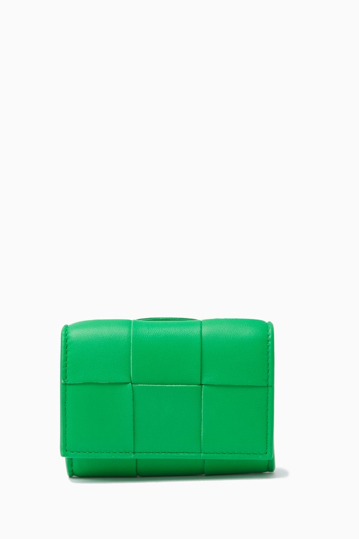 

Envelope Card Case in Intreccio Nappa, Green